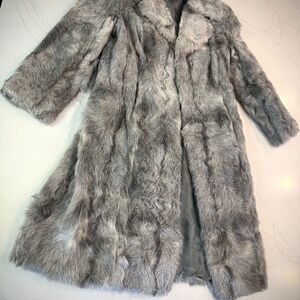 RARE Silver Goat Hair Fur Coat Women’s S/M - mid length